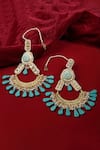 Shop_Dugran By Dugristyle_Green Pearls, Stones And Kundan Embellished Chandbalis _at_Aza_Fashions
