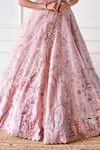 Sonia Bansal_Pink Organza Hand Embroidered Sequins Thread Bridal Lehenga Set _Online_at_Aza_Fashions