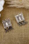Shop_Sangeeta Boochra_Silver Plated Tribal Square Shaped Earrings _at_Aza_Fashions