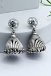 Buy_Sangeeta Boochra_Silver Plated Hanging Dome Shape Handcrafted Jhumkas _at_Aza_Fashions