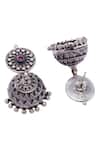 Sangeeta Boochra_Silver Plated Ruby Stone Hanging Dome Handcrafted Jhumkas _Online_at_Aza_Fashions