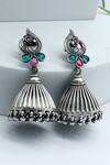 Buy_Sangeeta Boochra_Silver Plated Peacock Carved Jhumkas _at_Aza_Fashions