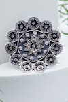 Shop_Sangeeta Boochra_Silver Plated Cut Work Floral Carved Tribal Ring _at_Aza_Fashions