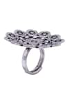 Sangeeta Boochra_Silver Plated Cut Work Floral Carved Tribal Ring _Online_at_Aza_Fashions