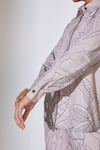 Shop_KoAi_Grey Poplin Cotton Embroidered Thread Collared Floral Shirt _Online_at_Aza_Fashions