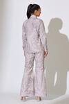 Shop_KoAi_Grey Poplin Cotton Embroidered Thread Collared Floral Shirt _at_Aza_Fashions