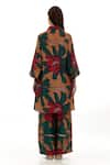 Shop_KoAi_Beige Heavy Cotton Silk Printed Garden Flared Pant _at_Aza_Fashions