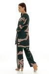 Shop_KoAi_Green Heavy Cotton Silk Printed Flower Flared Pant _at_Aza_Fashions