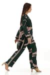 Shop_KoAi_Green Heavy Cotton Silk Printed Flower Flared Pant _Online_at_Aza_Fashions
