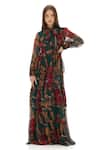 Buy_KoAi_Green Chiffon Printed Garden Collar Maxi Dress _at_Aza_Fashions