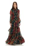 Buy_KoAi_Green Chiffon Printed Garden Collar Maxi Dress _Online_at_Aza_Fashions