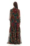 Shop_KoAi_Green Chiffon Printed Garden Collar Maxi Dress _at_Aza_Fashions