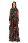 Buy_KoAi_Green Chiffon Printed Garden Collar Maxi Dress 