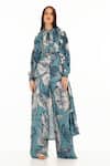 Buy_Koai_Blue Botanic Pattern Cape _at_Aza_Fashions