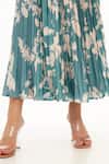 Koai_Blue Muslin, Cotton, Silk Embroidery Botanic Pattern Textured Skirt _Online_at_Aza_Fashions