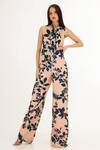 Buy_Koai_Pink Muslin, Cotton, Silk Bandeau Neck Foliage Pattern Jumpsuit _at_Aza_Fashions
