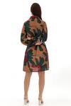 Shop_KoAi_Beige Heavy Cotton Silk Floral Shirt Collar Flower Pattern Dress _at_Aza_Fashions
