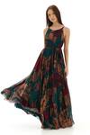 Buy_KoAi_Green Chiffon Printed Floral Round Strappy Dress 