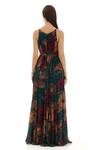 Shop_KoAi_Green Chiffon Printed Floral Round Strappy Dress _at_Aza_Fashions