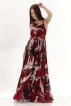 Buy_KoAi_Off White Chiffon Printed Floral Round Maxi Dress _Online_at_Aza_Fashions