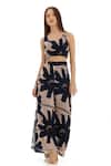 Buy_KoAi_Off White Chiffon Printed Floral Pattern Flared Pant _at_Aza_Fashions