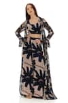 KoAi_Off White Chiffon Printed Floral Pattern Flared Pant _Online_at_Aza_Fashions