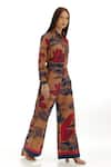 Koai_Beige Poplin Cotton Printed Floral Tropical Pant _Online_at_Aza_Fashions