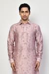 Shop_Arihant Rai Sinha_Pink Kurta Satin Printed Floret Shirt Set _Online_at_Aza_Fashions