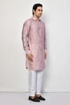 Buy_Arihant Rai Sinha_Pink Kurta Satin Printed Floret Shirt Set 