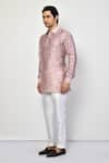 Arihant Rai Sinha_Pink Kurta Satin Printed Floret Short Set _at_Aza_Fashions