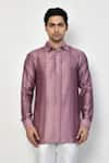 Shop_Arihant Rai Sinha_Purple Kurta Satin Printed Stripe Short Set _Online_at_Aza_Fashions