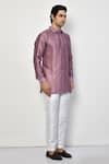 Buy_Arihant Rai Sinha_Purple Kurta Satin Printed Stripe Short Set 