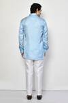 Shop_Arihant Rai Sinha_Blue Satin, Cotton Ogee Print Short Kurta Set _at_Aza_Fashions