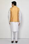 Shop_Arihant Rai Sinha_Yellow Silk, Cotton Striped Bundi Set _at_Aza_Fashions
