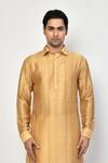 Shop_Arihant Rai Sinha_Yellow Kurta Silk Printed Stripe Pant Set _Online_at_Aza_Fashions