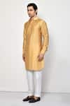 Arihant Rai Sinha_Yellow Kurta Silk Printed Stripe Pant Set _at_Aza_Fashions