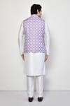 Shop_Arihant Rai Sinha_Purple Cotton Geometric Print Bundi Kurta Set_at_Aza_Fashions