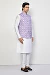 Buy_Arihant Rai Sinha_Purple Cotton Geometric Print Bundi Kurta Set