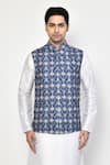 Shop_Arihant Rai Sinha_Blue Bundi Silk Printed Vintage Set _Online_at_Aza_Fashions