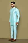 Arihant Rai Sinha_Blue Silk, Cotton Plain Short Kurta Set_at_Aza_Fashions
