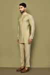 Arihant Rai Sinha_Beige Cotton Blend Plain Solid Short Kurta Set _at_Aza_Fashions