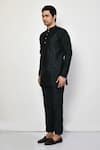 Arihant Rai Sinha_Black Silk Plain Full Sleeve Short Kurta Set _at_Aza_Fashions