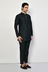 Buy_Arihant Rai Sinha_Black Silk Plain Full Sleeve Short Kurta Set 