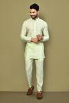 Buy_Arihant Rai Sinha_Green Silk, Cotton Solid Full Sleeve Kurta Set_at_Aza_Fashions