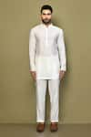 Shop_Arihant Rai Sinha_White Silk Plain Straight Short Kurta Pant Set _Online_at_Aza_Fashions