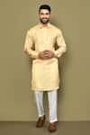 Buy_Arihant Rai Sinha_Yellow Kurta Satin Print Diamond Pattern With Pant _at_Aza_Fashions