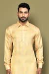 Shop_Arihant Rai Sinha_Yellow Kurta Satin Print Diamond Pattern With Pant _Online_at_Aza_Fashions