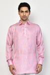 Shop_Arihant Rai Sinha_Pink Kurta Satin Print Diamond Pattern Short With Pant _Online_at_Aza_Fashions