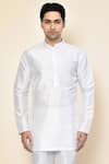 Buy_Arihant Rai Sinha_White Satin Plain Full Sleeve Kurta With Pant _Online_at_Aza_Fashions