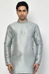 Shop_Arihant Rai Sinha_Grey Kurta Silk Plain Solid Full Sleeve With Pant _Online_at_Aza_Fashions